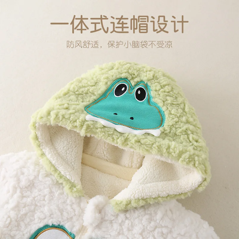 UNITIM الوليد الصبي السروال القصير مقنعين الضفدع الجاكار زائد الصوف طفل الفتيان حللا الشتاء الاطفال طفل الفتيات داخلية وزرة #2