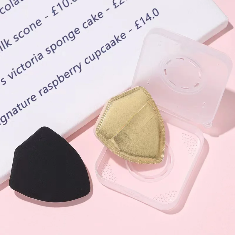 Hojaldre de cojín de algodón en forma de cohete dorado y plateado con caja, una herramienta de maquillaje DIY, perfecto como regalo para niñas.