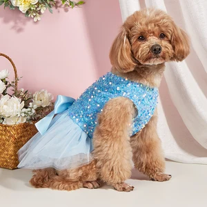 Prinzessin Hund Lantejoula Bowknot Prinzessin Kleid, Hundekleider mit Tüll, Hund Kitty Kostüm 10 Hauptverkauf Tutu Hund - №1