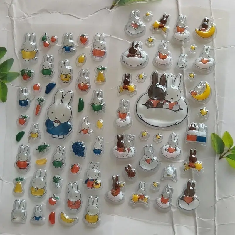 Cartoon Miffy Crystal 3D Relief Stickers Kawaii Creative Peripheral Mobile Decoration Diy Material Student Reward Festival Gift view 4
