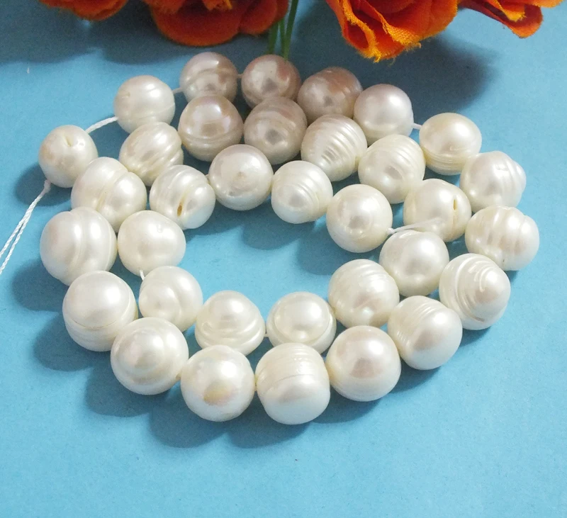 1 share  12-13MM, White Large potato Freshwater Pearl Loose Beads (100% real pearl) 15