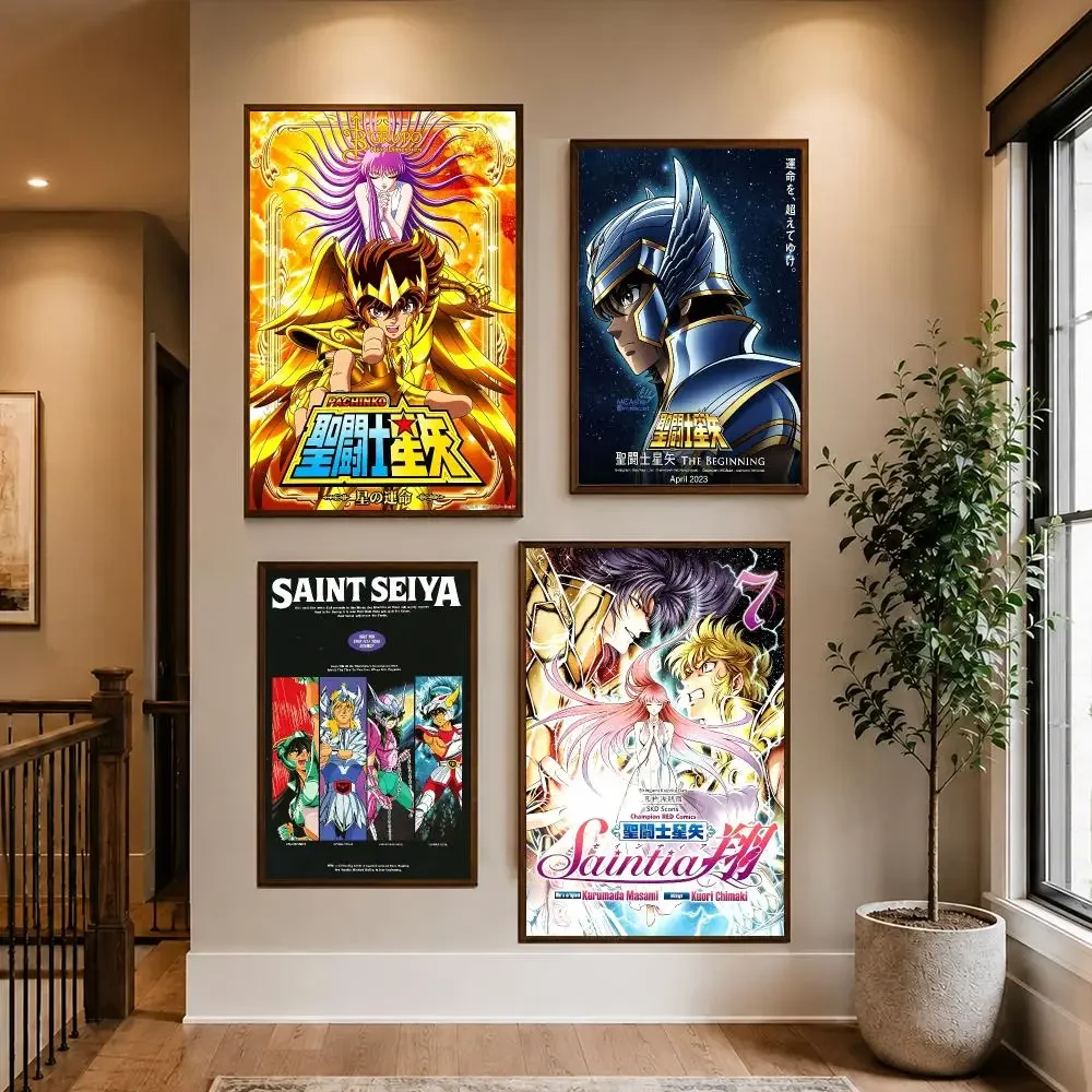 Anime Popular Epic Cult Saint Seiya HD Waterproof PP Self-Adhesive Removable Wall Art Poster Bedroom Cafe Gym Home Decor Gift