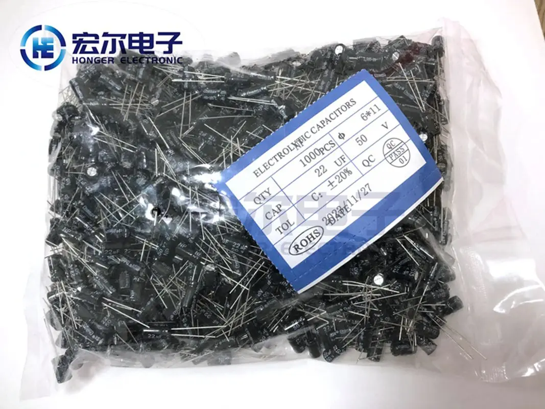 

20PCS 50V22UF 6* 11mm Nonpolar capacitance 22UF 50V 6* 11 aluminum electrolytic capacitors