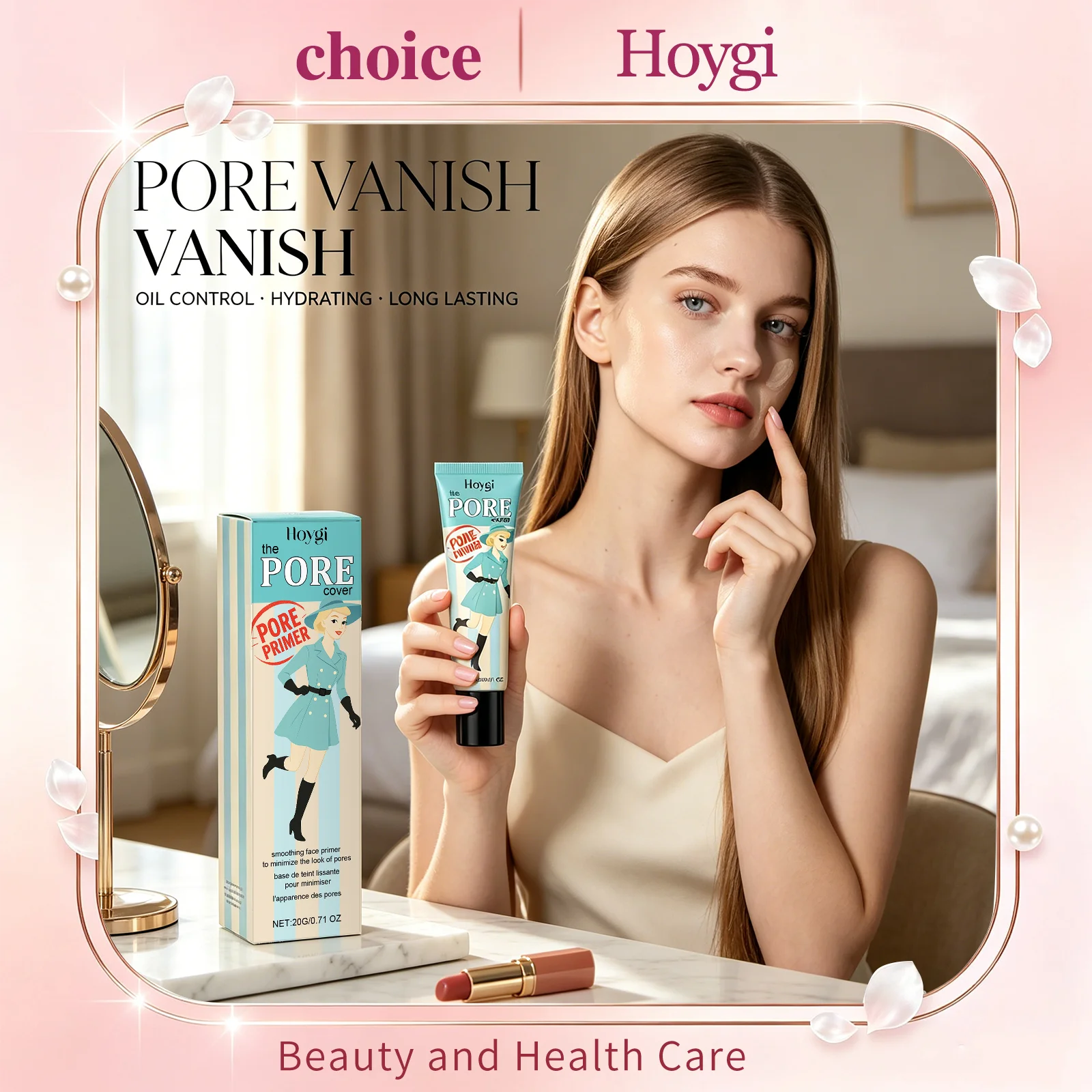 Hoygi Pore Primer Face Makeup Base Invisible Pores Oil Control Hydrating Long Lasting Waterproof Brightening Even Skin Tones 20g