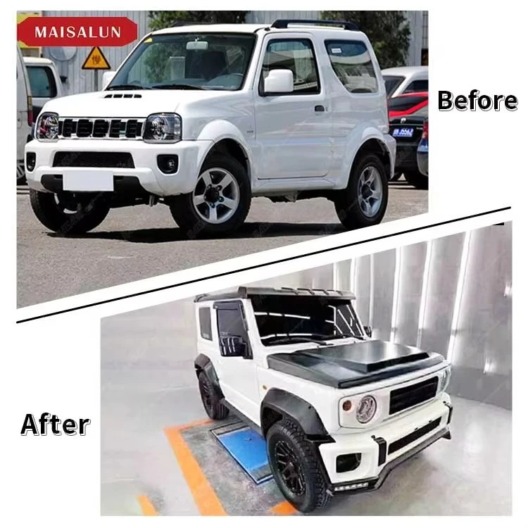 

Комплект кузова из углеродного волокна FRP для Suzuki Jimny, обновленный для LB, широкий автомобильный бампер, капот, бампер, губа в сборе, колесо, бровь