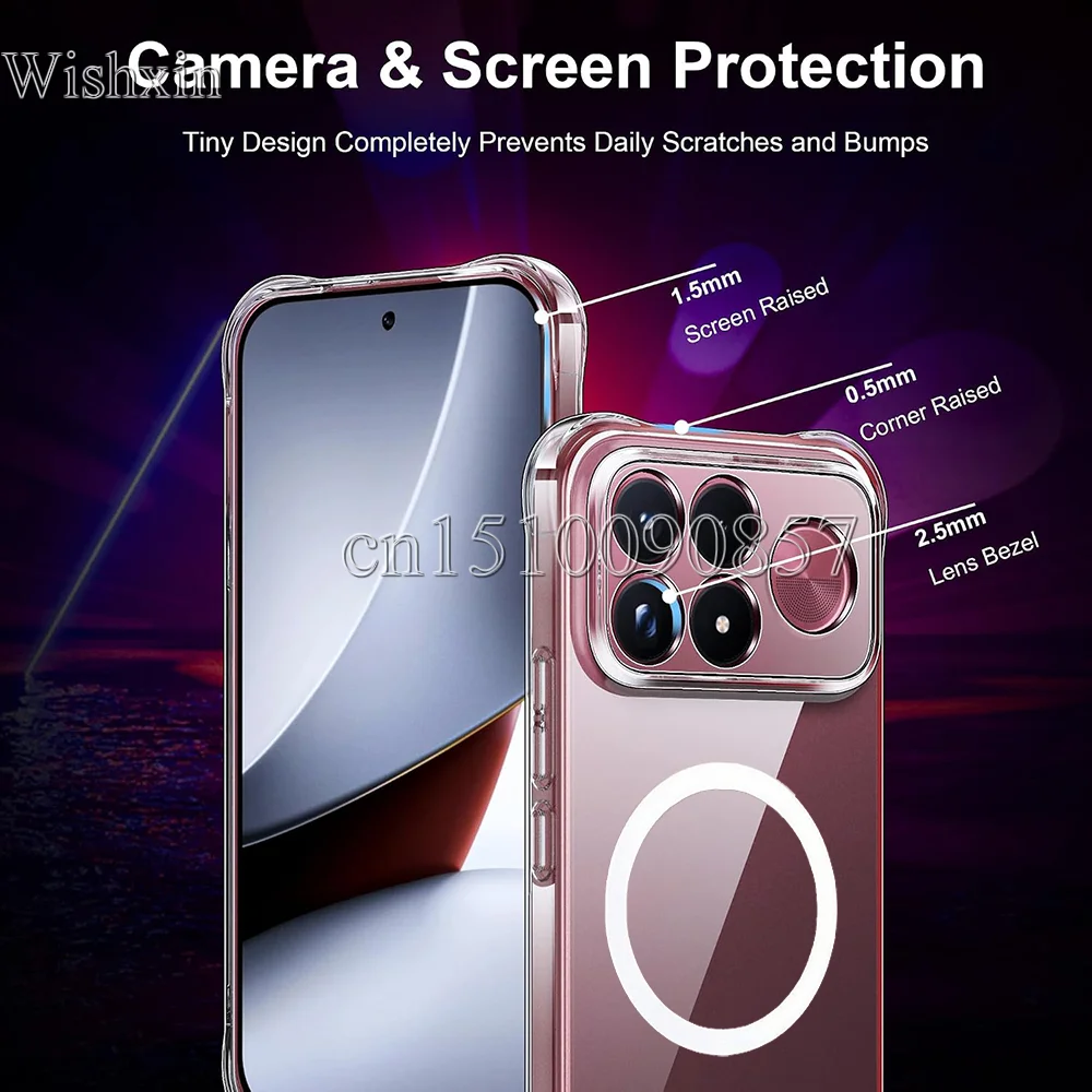Reinforced Corners Shockproof Case Soft TPU Magnetic Wireless Charging Clear Cover for Xiaomi POCO F9 Pro Ultra F9Pro