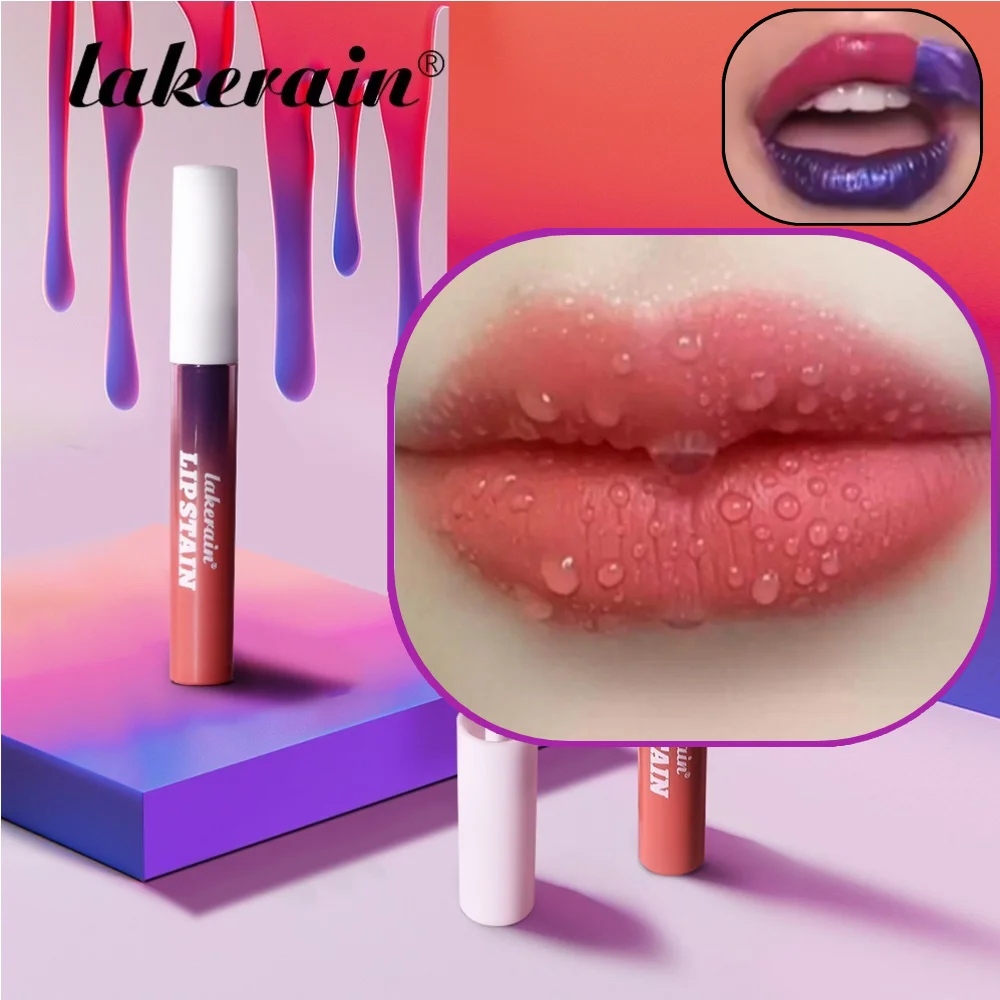 レイカレイン 3色マット仕上げピールオフリップグロス 防水、簡単塗布、色移りしないピールオフリップグロス