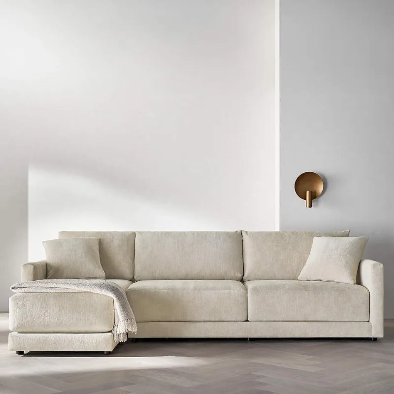 

Living room fabric sofa, simple and modern cotton and linen, office lounge area, large sitting deep and high rebound sofa