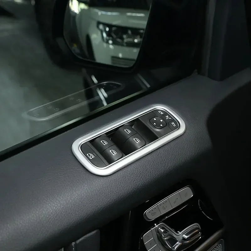 لمرسيدس بنز G الفئة W463 2019-24 ABS ألياف الكربون نافذة السيارة رفع زر الإطار غطاء الكسوة الملحقات الداخلية #6