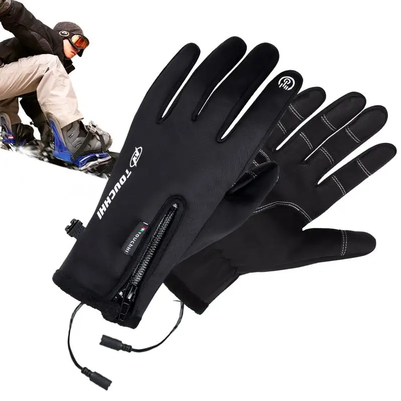 

Electric Heated Gloves Touch-screen USB Rechargeable Motorcycle Gloves Waterproof Windproof Winter Thermal Gloves For Skiing