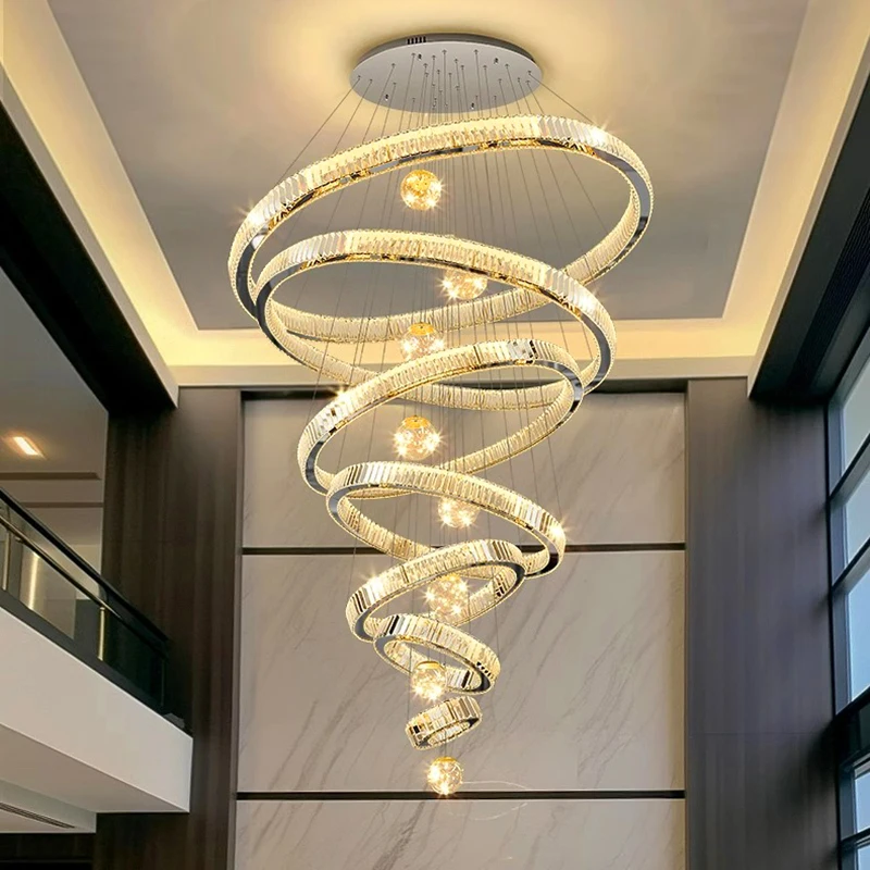 Modern home decoration crystal chandelier, stair Pendant lamp, living room Pendant lights, interior lighting