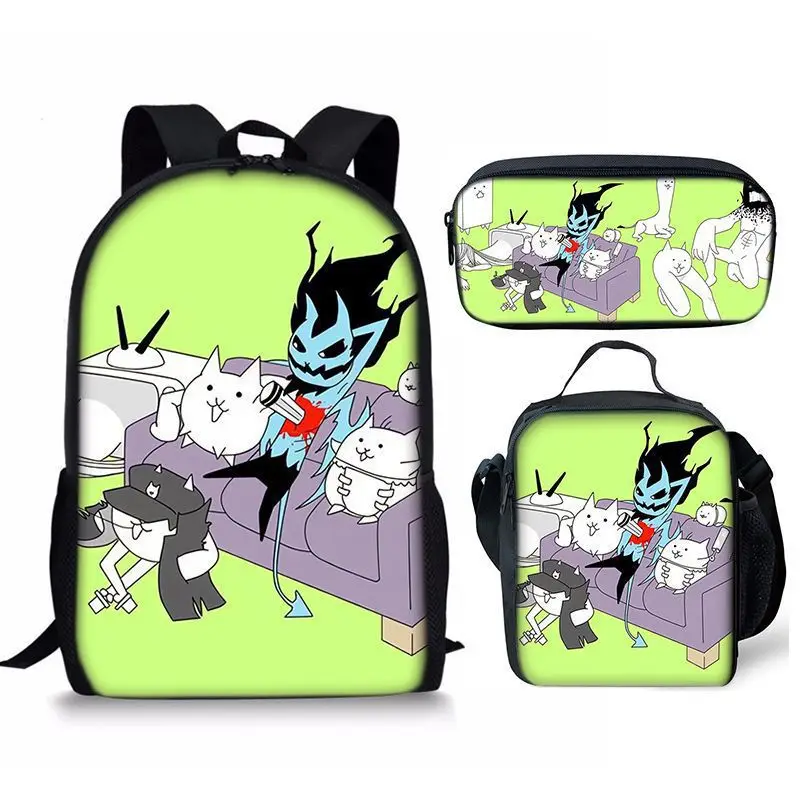 กระเป๋าเป้ 3 ชิ้น แบทเทิลแคทส์ กระเป๋าใส่ดินสอ กระเป๋าสะพายไหล่