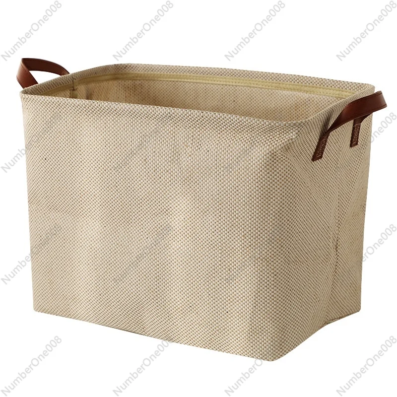 Ins Simple Natural Jute Fabric Basket Foldable Sundries Book Storage Wardrobe Box Storage Box