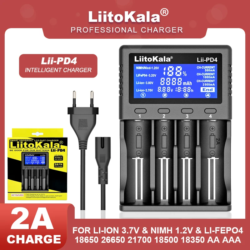 Liitokala Lii-PD4 Lii-402 Lii-M4S 3,7 V 18650 18350 18500 16340 21700 20700 26650 1,2 V AA AAA NiMH литиевое зарядное устройство