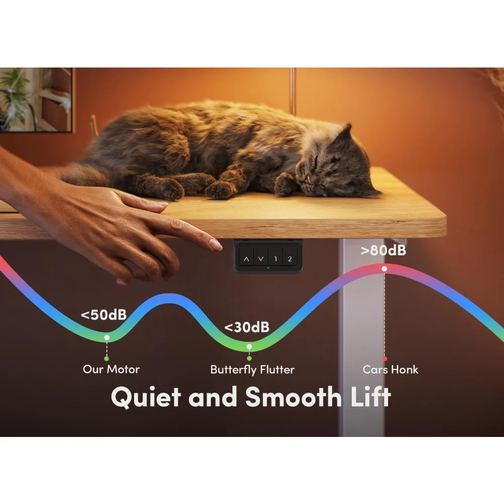 مكتب بارتفاع قابل للتعديل كهربائي من خشب القيقب، مكتب مقاس 48 × 24 للمكتب المنزلي، مكتب كمبيوتر مريح #6