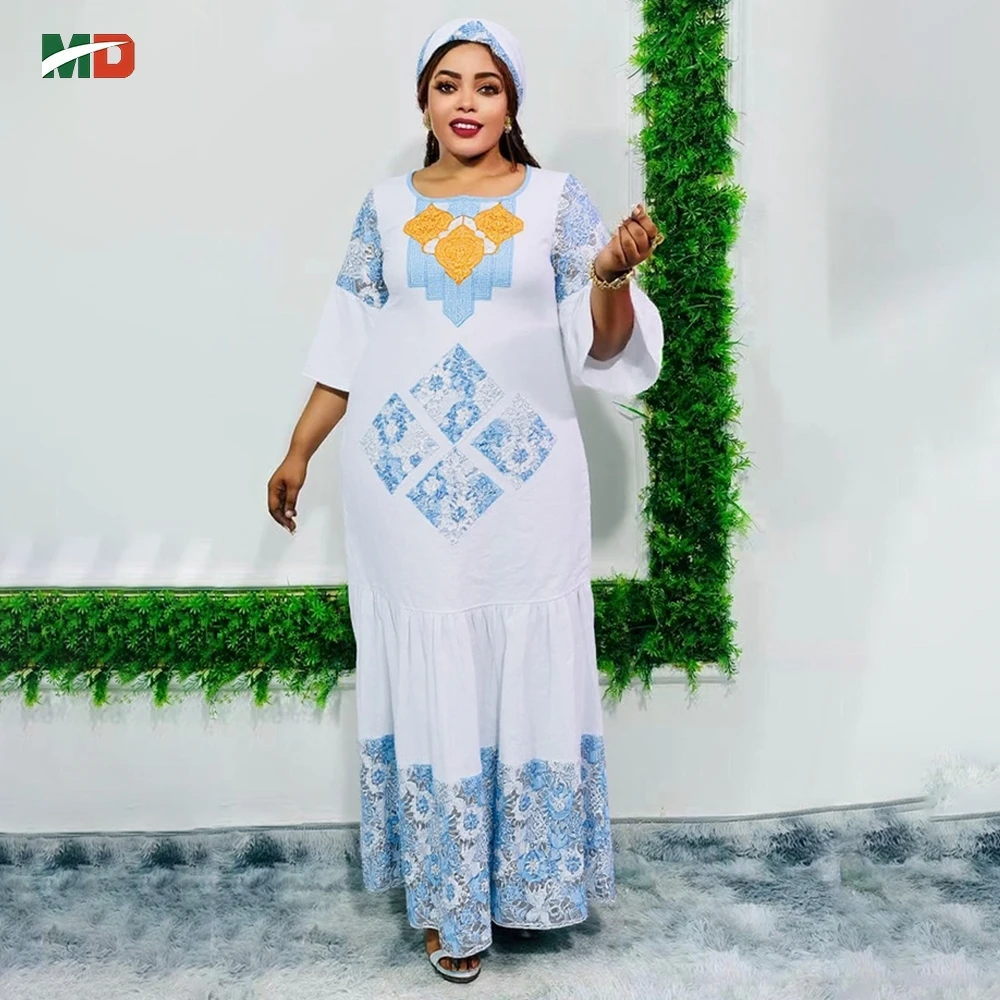 

African Dress For Woman Traditional Dresses Turkey Dress White Bazin Riche Luxury Elegant Embroidery Church Robe Africa Clothing