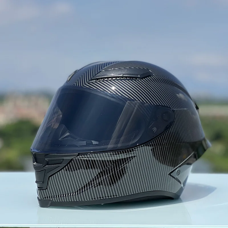 

Unisex Racing Motocross Helmet Single Lens Full Face Safety Motorcycle Helmet Casco ECE Approved Black Carbon Fiber Helmet