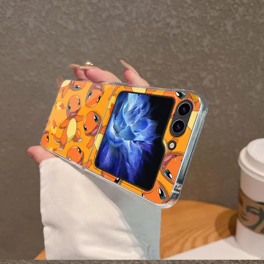 Funda rígida para teléfono Samsung Galaxy ZFlip7 ZFlip4 ZFlip5 ZFlip6 ZFlip3 Z Flip 7 6 5 4 3 lindo Pokemon Pikachus