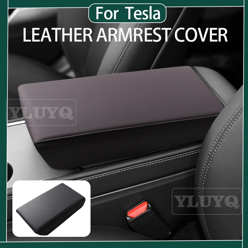 For Tesla Model 3 Highland 2024 armrest cover leather protector decoration Model Y Juniper 2025 car interior accessories