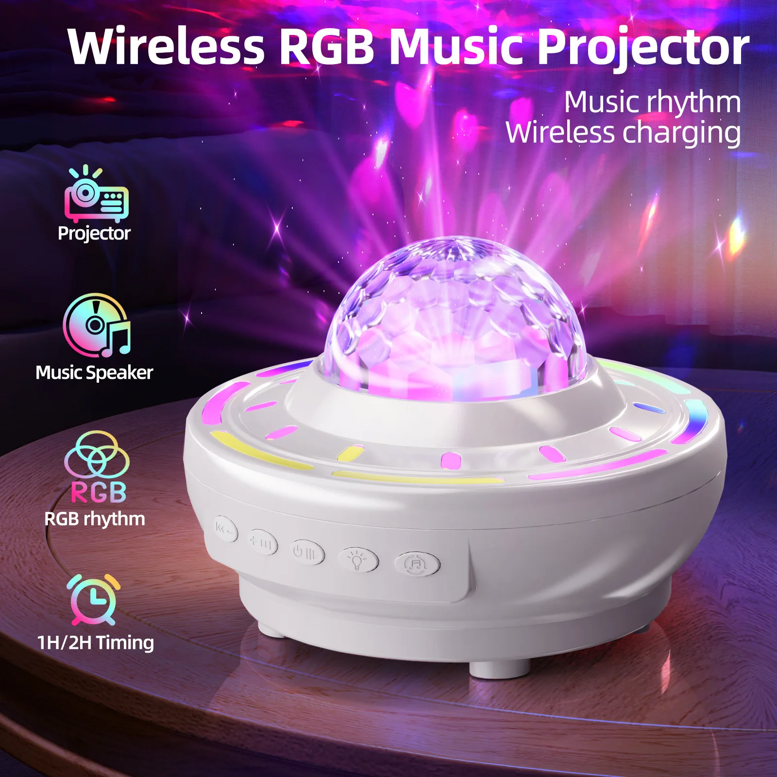 LED Bluetooth Speaker Atmosphere Light Usb Charging Northern Lights Dynamic Starry Sky Projection Light for Party Celebration