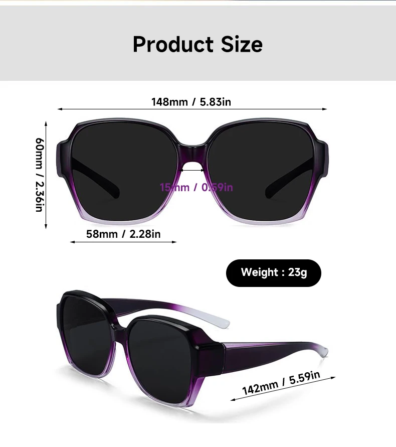 1PCS Polarisierte Sonnenbrille Frauen Männer Verwendet Außerhalb Von Brillen Fit Über Lesebrille UV400 Brillen – Detail 7