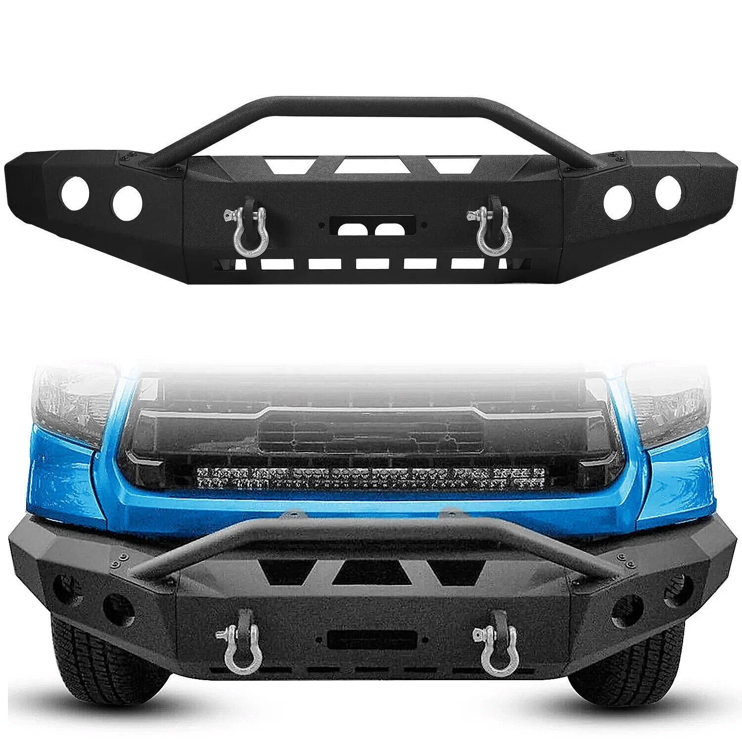 

Steel Front Bumper Off-Road W/ Winch Plate & D-Rings For Toyota Tundra 2014-2021