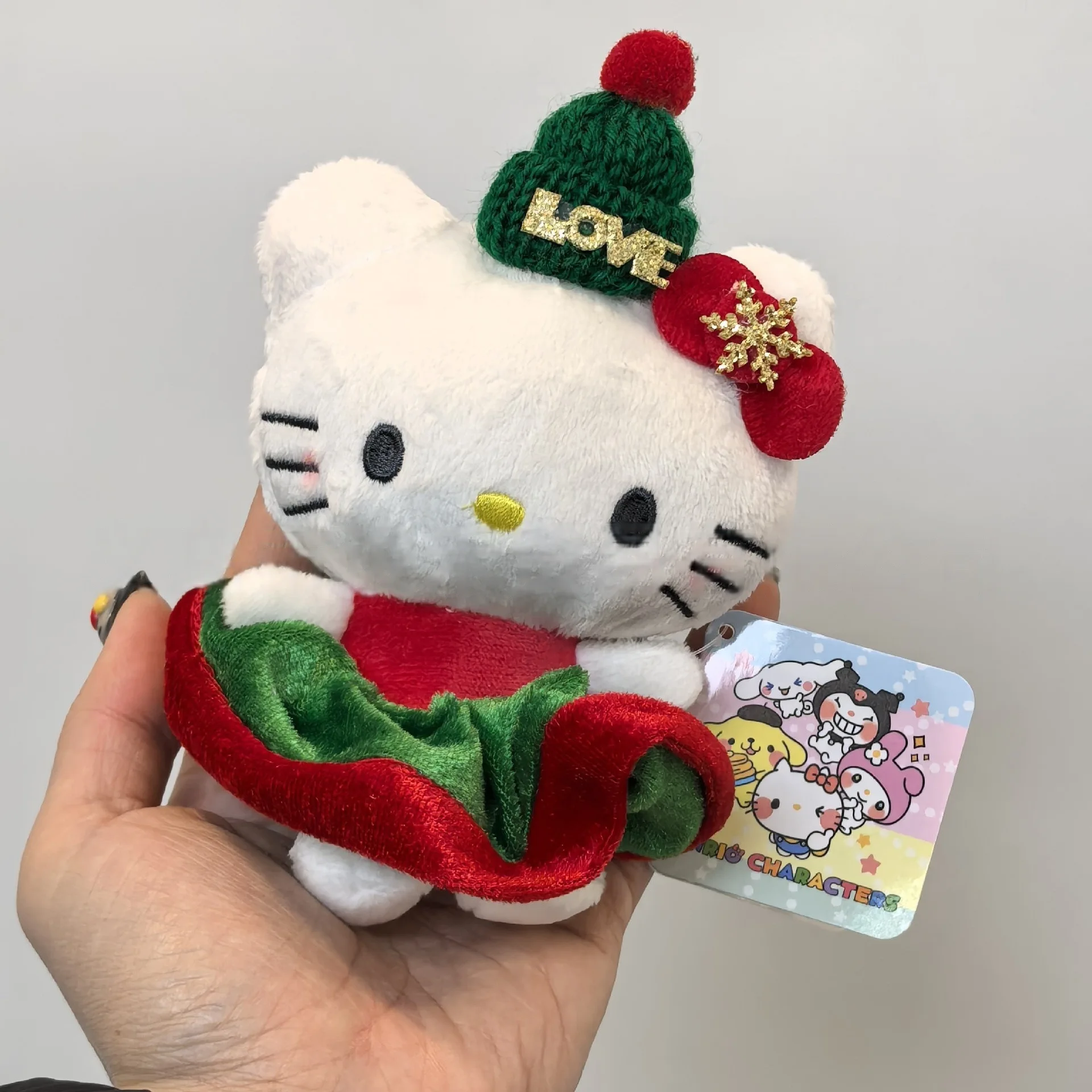 Muñecas de decoración navideña para Halloween, My Melody Kuromi Cinnamoroll Kt, juguete de peluche de gato, colgante pequeño, llaveros de animales de peluche, regalos