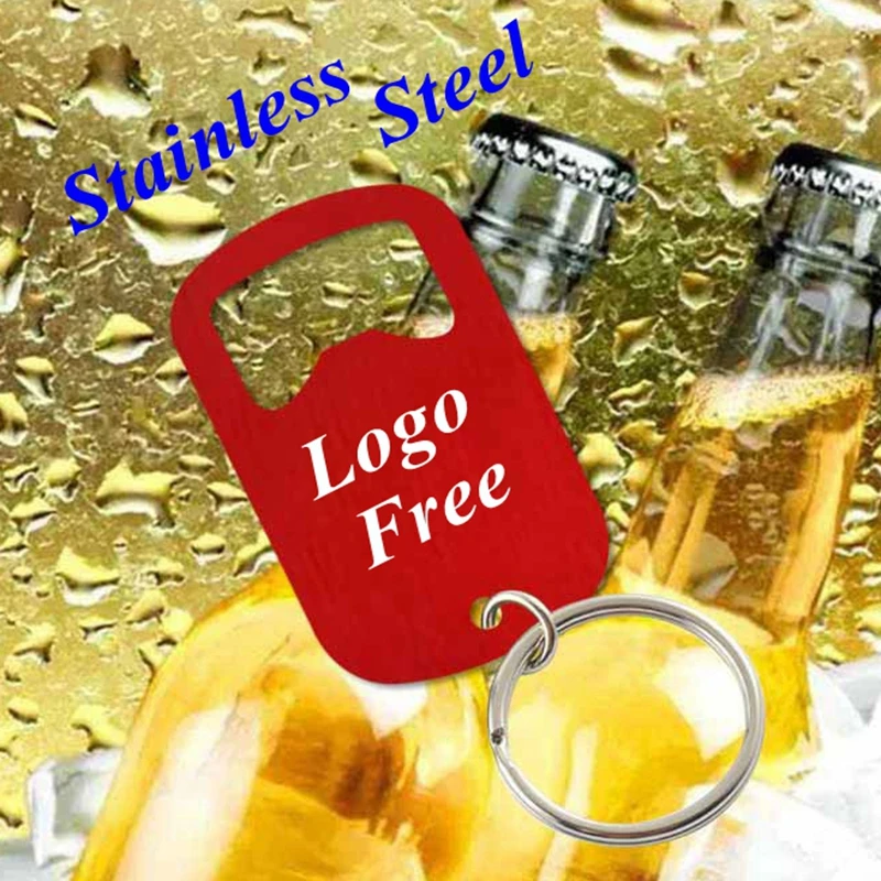 20pcs Custom logo Free Laser Engraved Stainless Steel Bottle Opener Keychain Baptism Birthday Wedding Party Gift Personalized