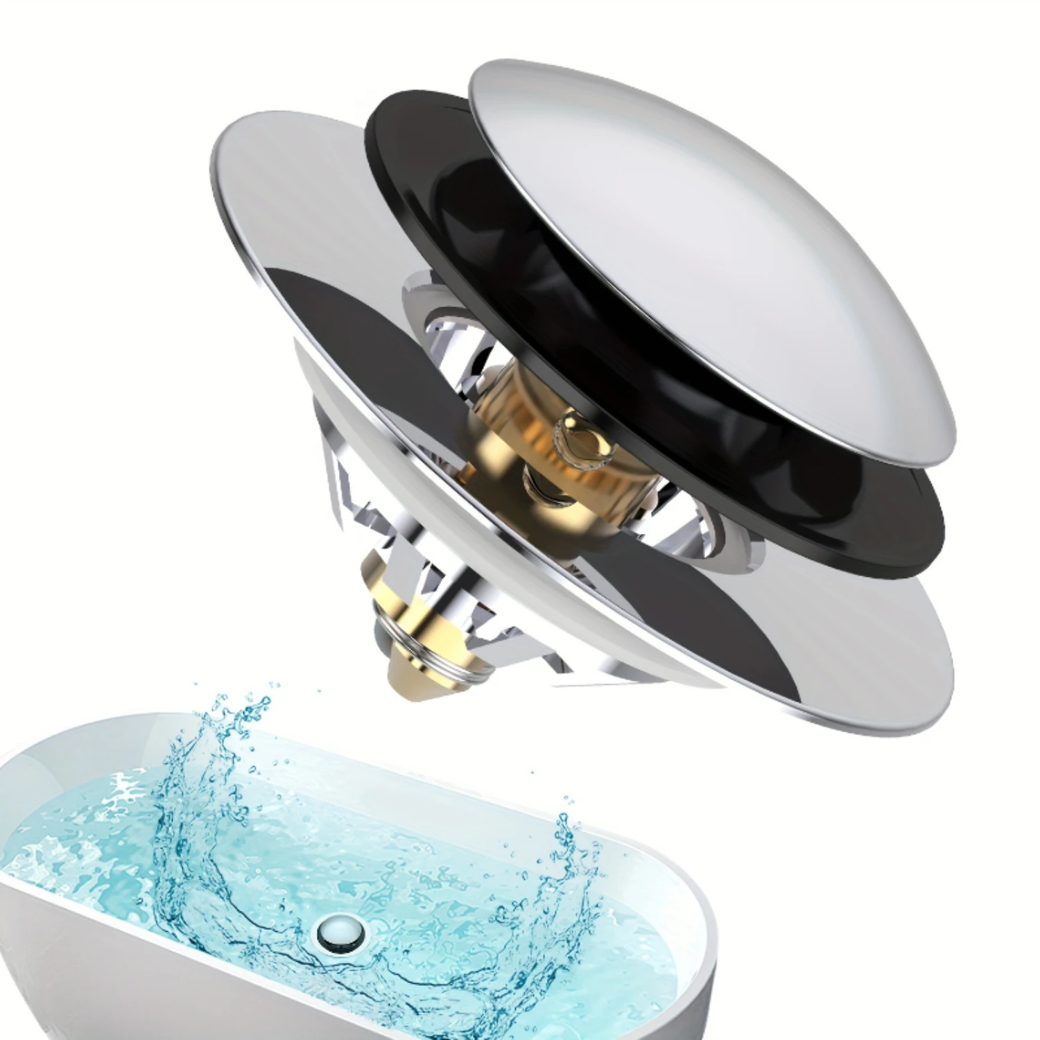 

Premium Bathtub Drain Stopper with Hair Catcher - Anti-Clogging Filter - Seamless Drainage - Easy Install & Clean Kit sink lid