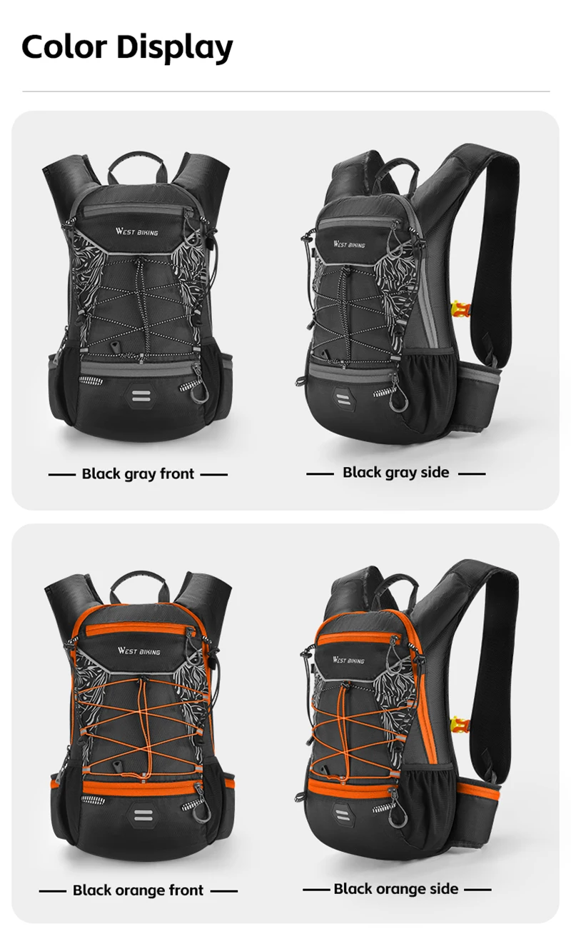 WEST BIKING Fahrradrucksack 16L Große Kapazität Outdoor Sport Klettern Wandern Fahrradtasche Ultraleichter Reise-Hydrations-Rucksack – Detail 16