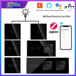 Bingoelec 1/2/3 Gang 2way ZigBee interruttore tattile a parete con presa EU Smart Black Light Switch Support Alexa Google Tuya Smart Home