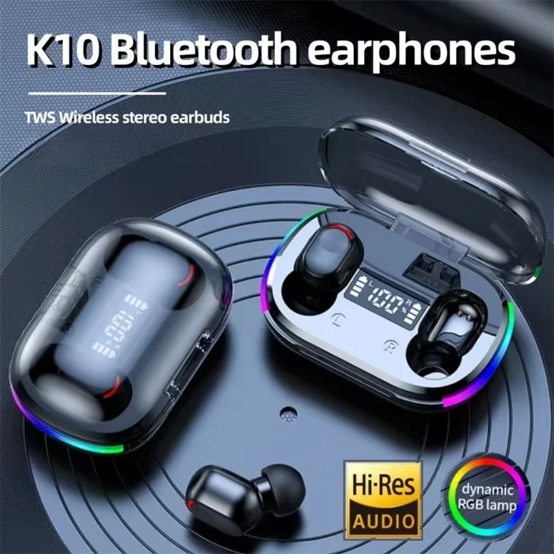 K10 TWS Fone Bluetooth Earphones LED Gaming Wireless Earbuds Sport Hifi Headphones with Mic Wireless Bluetooth Headset For Xiaom