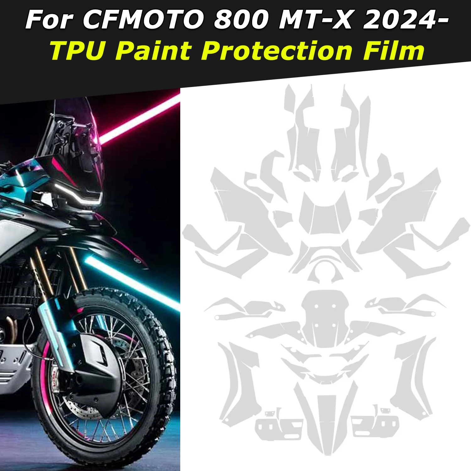 2024- 800MTX New Motorcycle Paint Protective Film For CFMOTO 800 MT-X TPU Stickers Protect Fairing Anti-scratch Translucent Film