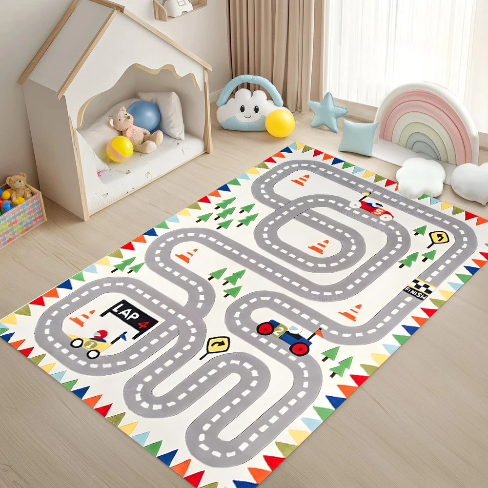 Cartoon Runway Carpet Parking Lot Road Game Floor Mat Household Non-Slip Dirt Resistant and Easy To Manage Foot Mat