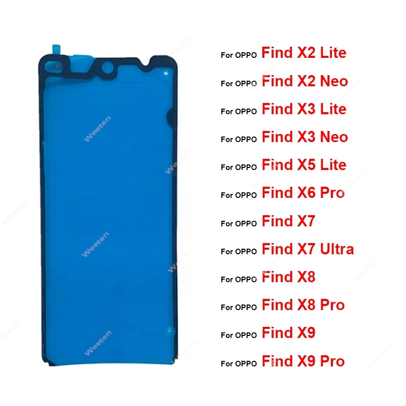 Autocollant adhésif pour écran LCD, pour OPPO Find X2 X3 X5 X6 X7 X8 X9 Pro Lite Neo Ultra, autocollant pour écran LCD avant, pièces de réparation