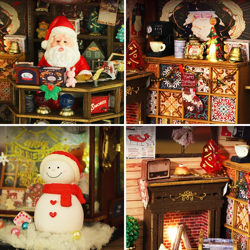 NEW DIY Wooden Merry Christmas Wonderland Dollhouses Miniature Kits With LED Light Home Decoration For Adult Xmas Handmade Gifts