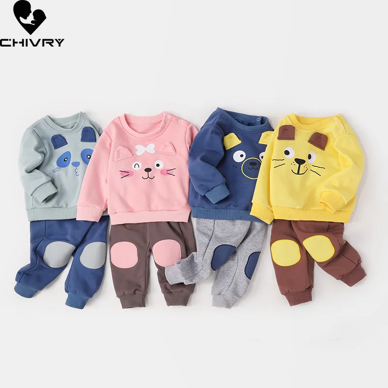 Baby Herfst Winter Kleding Set Kinderen Cartoon O-hals Sweatshirt Met Broek Sport Pak Trainingspak Casual Kinderen Sportkleding Pak