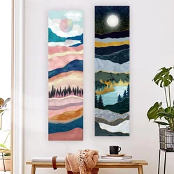 Mountain View Wall Decoration Sunset And Night Sky Vertical Tapestry Forest Tree Tapestry Wall Hanging Landscape Art Tapestry
