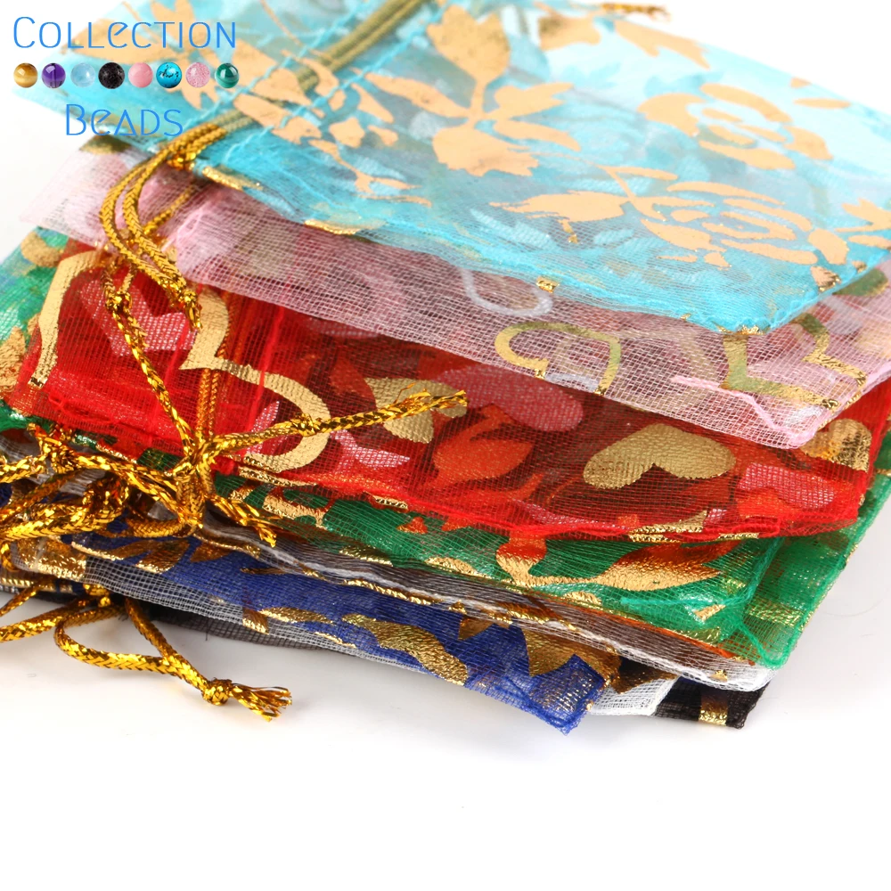 50pcs/Lot Colorful Drawstring Organza Bags Jewelry Packaging Bags Candy Wedding Party Bags Wholesale Gifts Pouches Wholesales