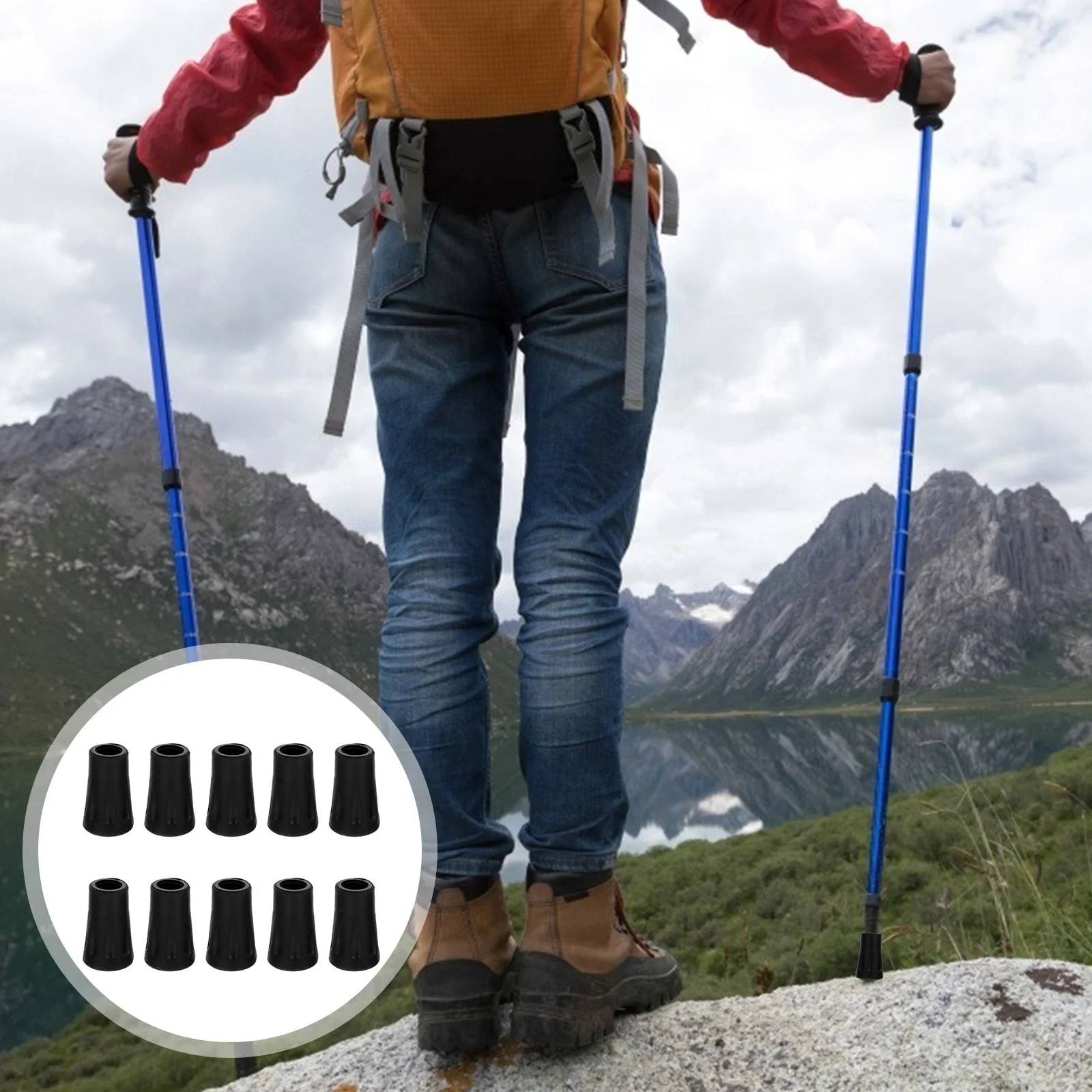 

10 Pcs Anti- Tip Cover Poles Tips Protectors Trekking Pads Protective Case Hiking Rubber