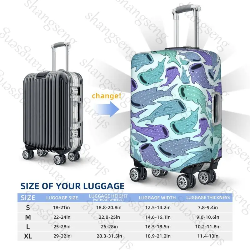Cartoon Shark Travel suitcase protective case, suitcase cover, elastic protection, washable Luggage cover, 18-32 in