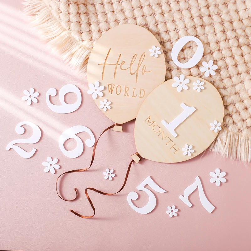 Milestone Card Set - Wooden Milestone Board Flower Set Newborn