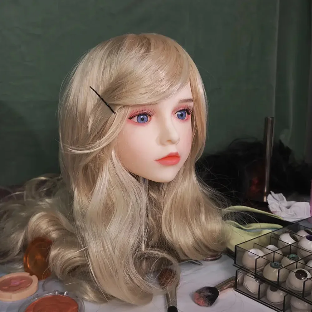 نموذج رأس أنثى جديد، بشعر ذهبي، نسيج بشرة واقعي، مصمم لمصففي الشعر، يمكن تخصيصها بنفسك #4