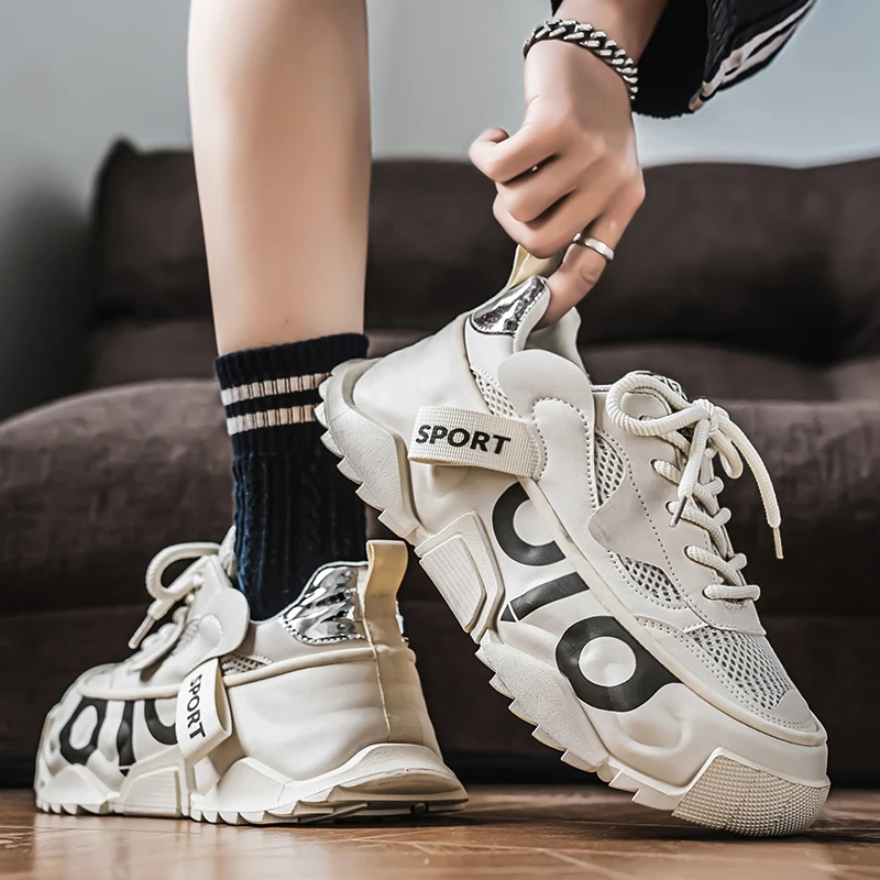 2026 Four Seasons New Thick soled Height Increasing Personalized Versatile Breathable Casual Sports Men's Shoes Trendy Shoes