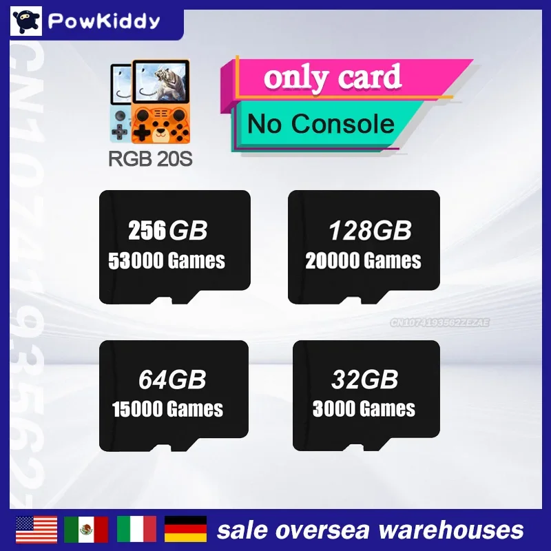 

256G PowKiddy RGB20S Handheld Game Machine TF Card Expansion Card 256G 128G 64G 32G 53000 Games Classic Game Simulator