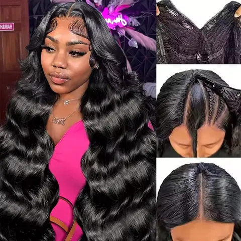 30Inch Body Wave V Part Wig For Women Brazilian Hair Natural Color Human Hair Wigs V Shape Wigs Machine Wig