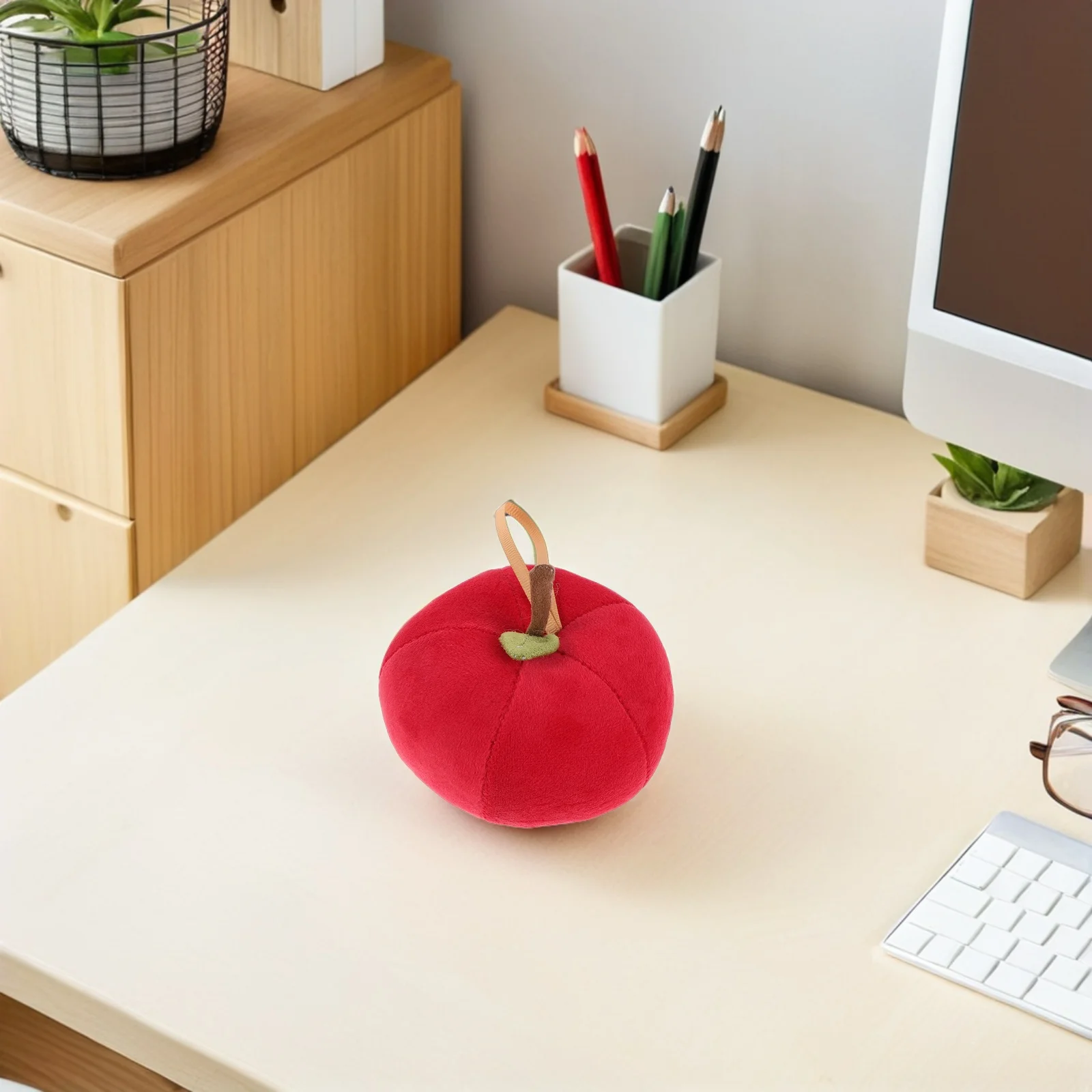 2 Piezas de Adornos Colgantes de Manzana de Dibujos Animados, Llavero de Fruta Roja, Colgante de Peluche Suave para Decoración de Bolsos, Mini Manzanas de Simulación