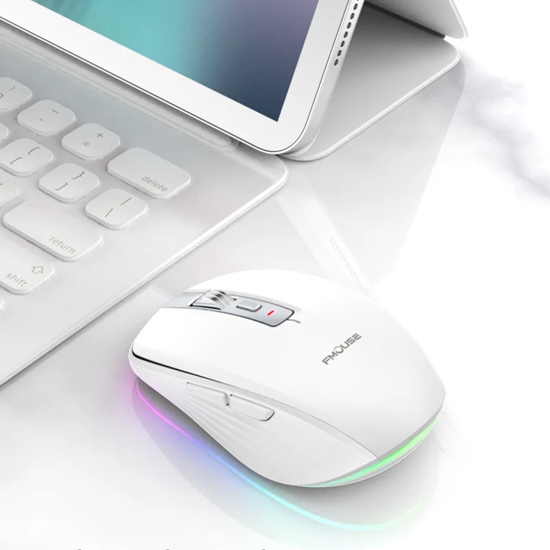 Xiaomi وضع مزدوج قابل لإعادة الشحن سماعة لاسلكية تعمل بالبلوتوث 2.4G ماوس RGB كتم الماوس لنظام التشغيل Windows Mac IOS أندرويد الكمبيوتر المحمول اللوحي الهاتف PC #6