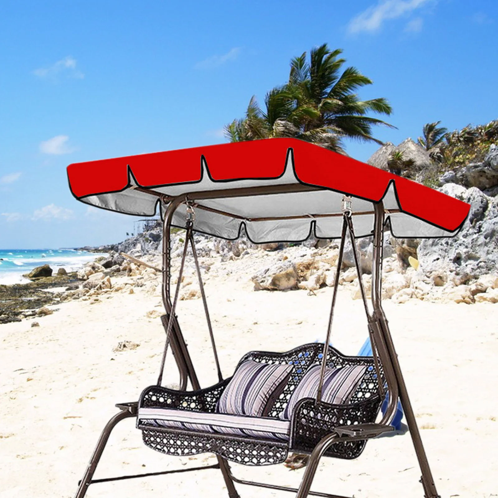 Outdoor Patio Swing Chair Canopy Cover Oxford Cloth Replacement Sunproof Swing Cover Rain Resistant Long Lasting