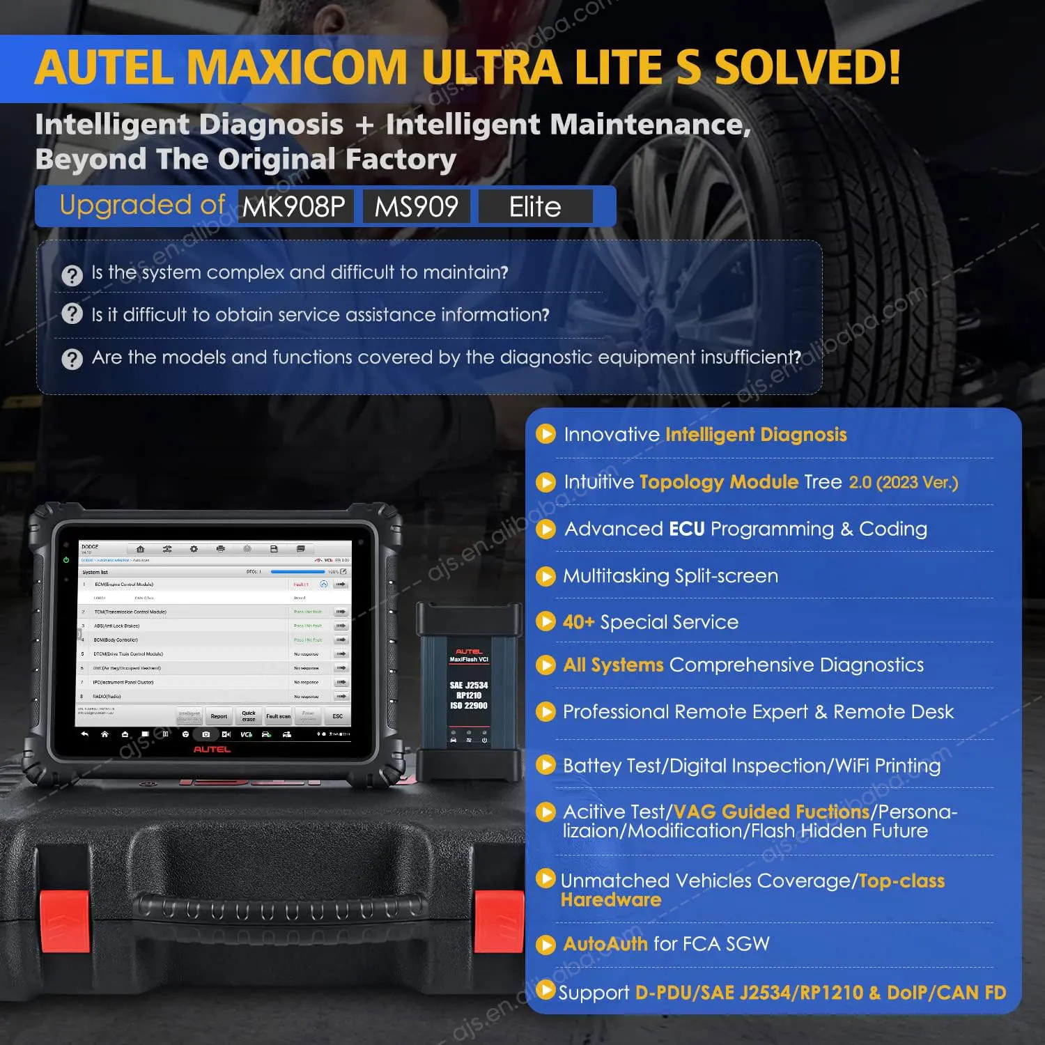 MaxiCOM Ultra Lite 40 Services أداة تشخيص مذبح برمجة وحدة التحكم الإلكترونية المتقدمة لجميع أنظمة السيارات